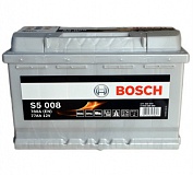 Аккумулятор автомобильный Bosch S5 Silver Plus S5008 Обратная 77 780 для Volkswagen Caddy фургон III 2.0 TDI 4motion 110 лс Диз